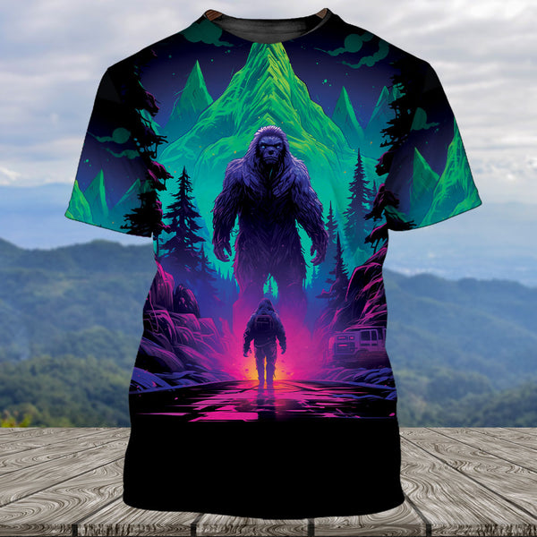 Human & Bigfoot Encounter All Over Print Shirt