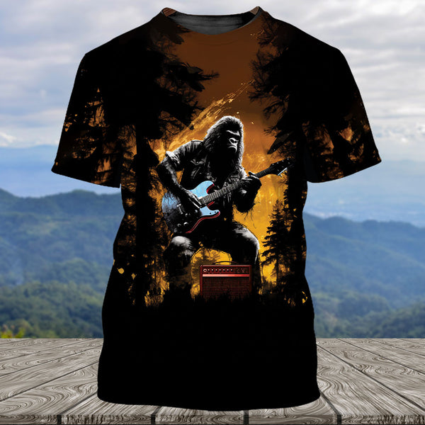 Bigfoot Playing Guitar All Print Shirt