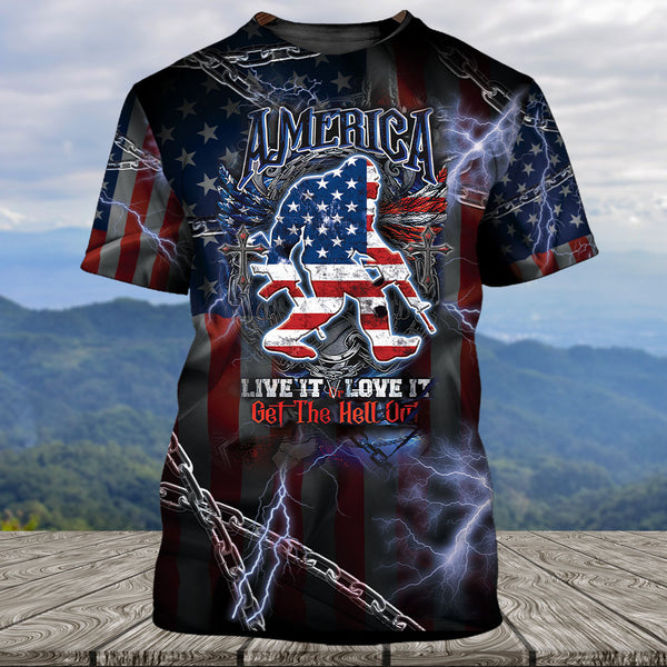 American Love It Live It Or Get The Hell Out Bigfoot All Over Print Shirt