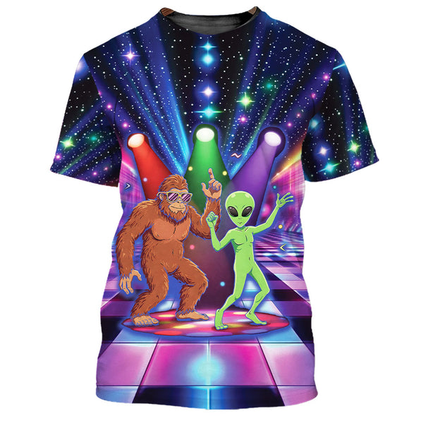Bigfoot Alien Disco Party All Over Print Shirt