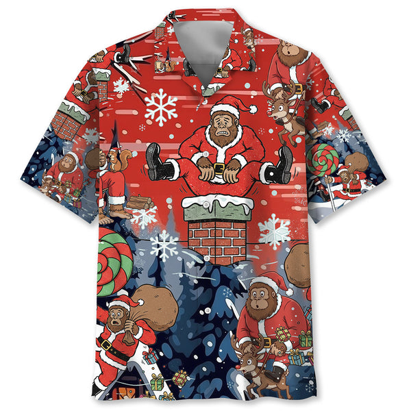 Bigfoot Santa Funny Hawaiian Shirt