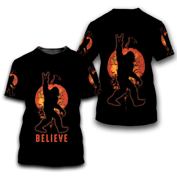 Bigfoot Believe Pumpkin Town All Over Print Shirt