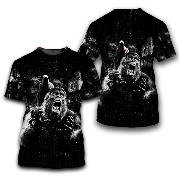 Bigfoot Ghost Haunted House All Over Print Shirt