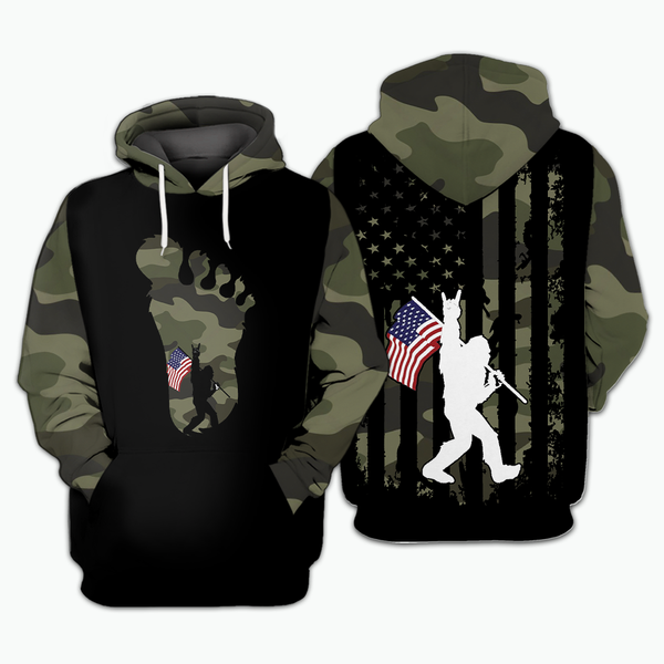 Bigfoot American Flag Camo All Over Print Shirt