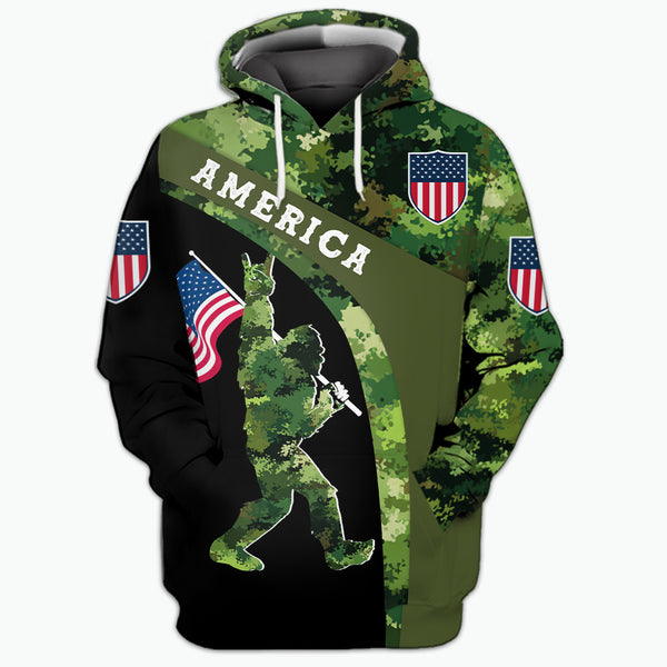 Bigfoot American Flag Camouflage All Over Print Shirt