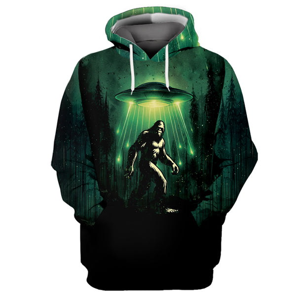 Alien Bigfoot Forest Encounter All Over Print Shirt