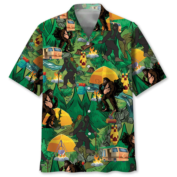 Camping Bigfoot Hawaiian Shirt