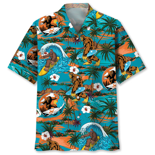 Bigfoot Surfing Hawaiian Shirt