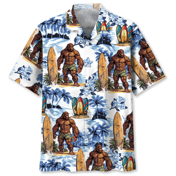 Surfing Bigfoot Surfboard Hawaiian Shirt