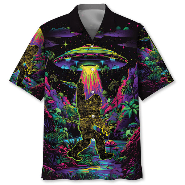 Alien Bigfoot Night Hawaiian Shirt