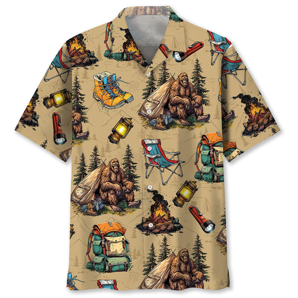 Bigfoot Camping Vintage Hawaiian Shirt