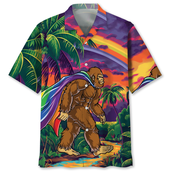 Rainbow Bigfoot Hawaiian Shirt