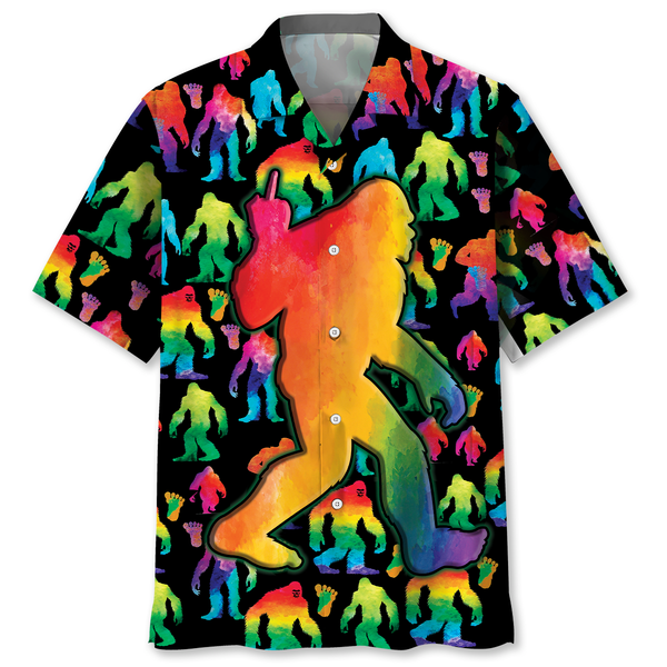 Rainbow Bigfoot Party Hawaiian Shirt