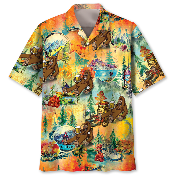 Bigfoot Hiking Funny Hawaiian Shirt