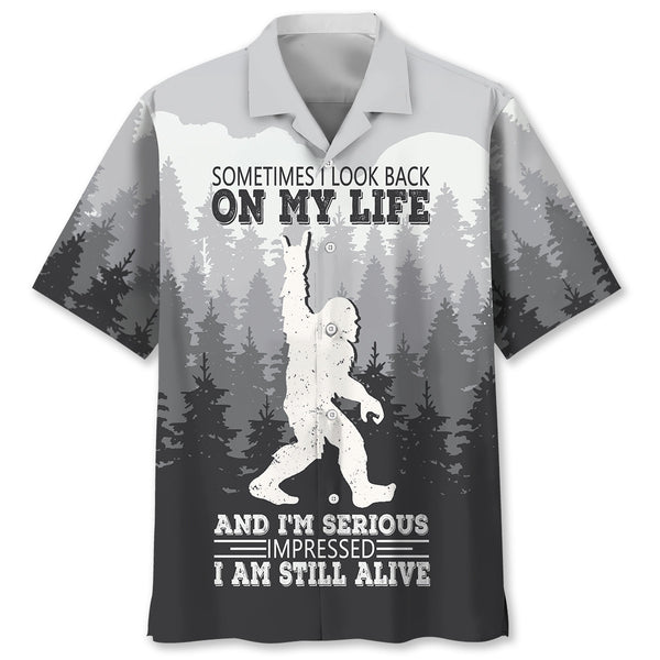 Sometimes I look Back On My Life Funny Bigfoot Hawaiian Shirt