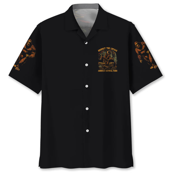 Bigfoot Respect The Locals National Park Hawaiian Shirt