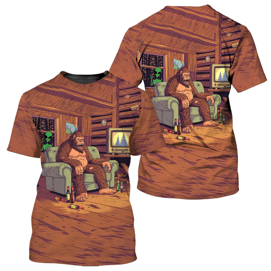 Alien Stalk Bigfoot House All Over Print T-Shirt / S