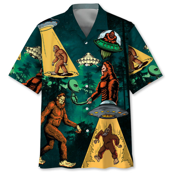 Bigfoot and Alien Alliance Hawaiian Shirt