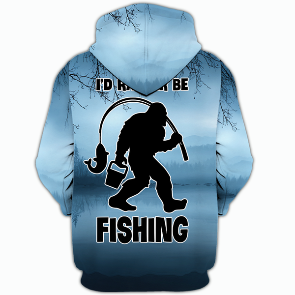Silhouette of Bigfoot Fishing All Over Print Shirt