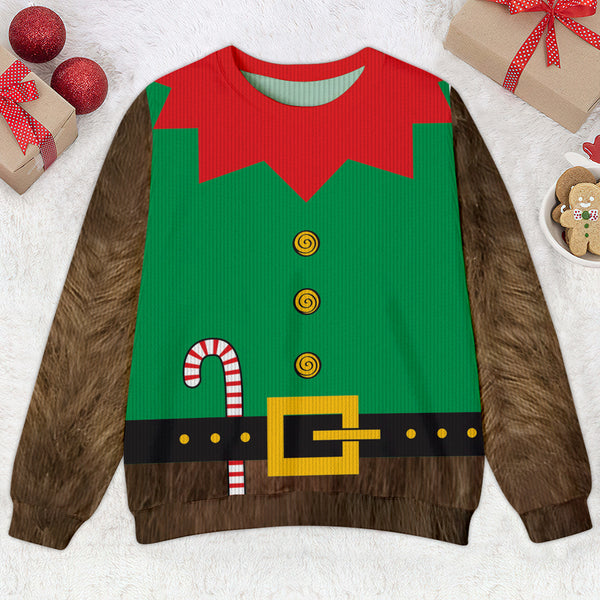 Hairy Bigfoot Elf Ugly Sweater