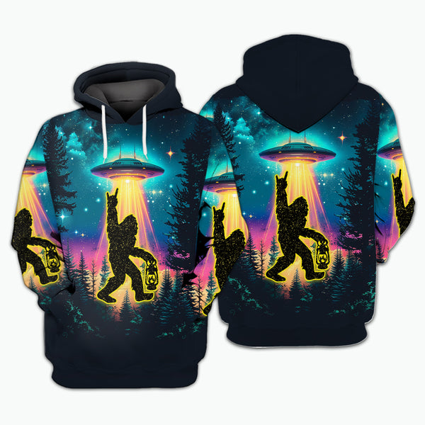 UFO Bigfoot Deep Forest All Over Print Shirt