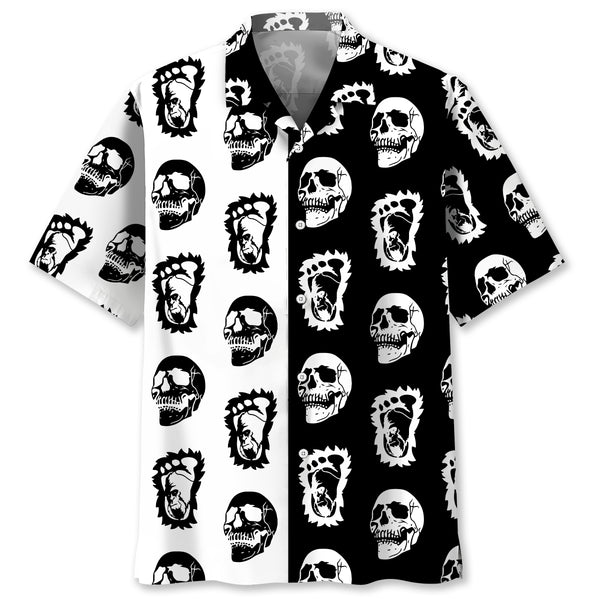 Halloween Bigfoot Silhouette Skull Hawaiian Shirt