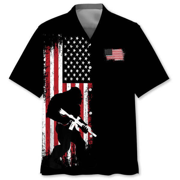 Bigfoot American Flag Patriotic Hawaiian Shirt