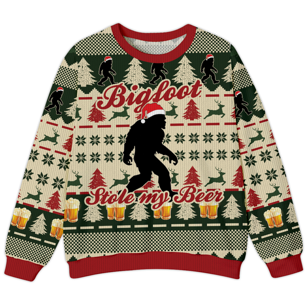 Bigfoot Stole My Beer Chrismas Ugly Sweater