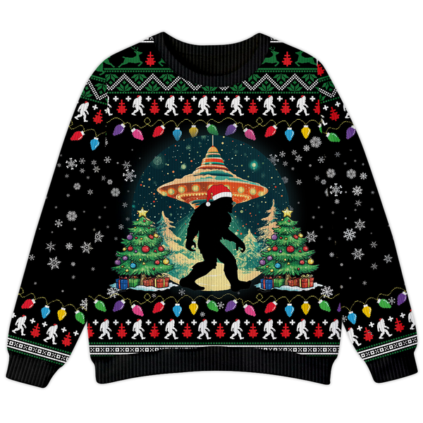 Bigfoot UFO Christmas Night Ugly Sweater