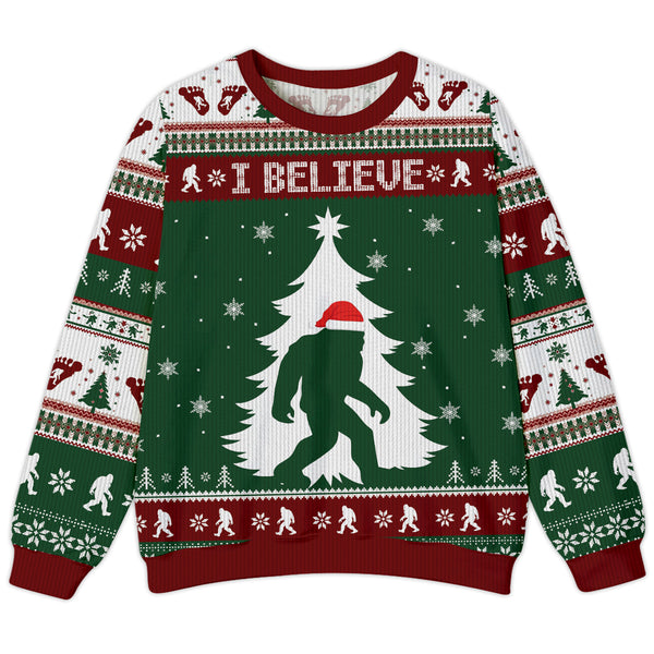 Bigfoot I Believe Christmas Ugly Sweater