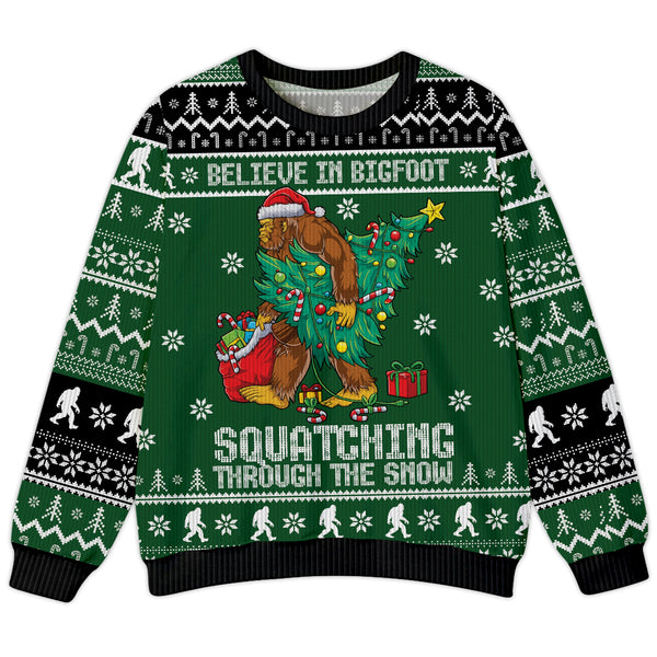 Believe in Santa Bigfoot Christmas Ugly Sweater