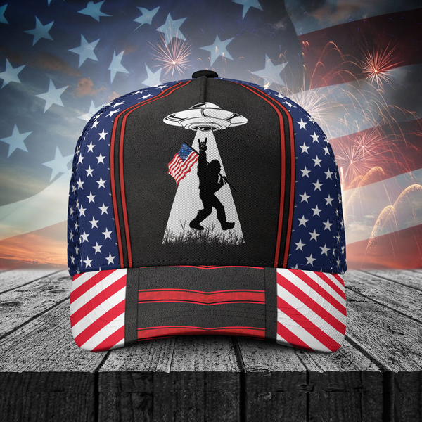 USA Bigfoot UFO Patriotic Trucker Hat