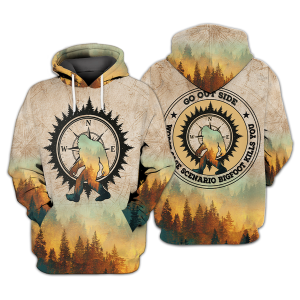 Go Out Side Worst Case Scenario Bigfoot Kills You All Over Print Shirt