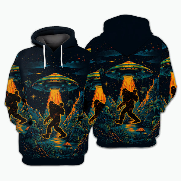 Alien Bigfoot Rock Gesture All Over Print Shirt