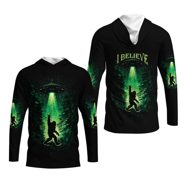 Believe Green Forest Long Sleeve Hooded Shirt