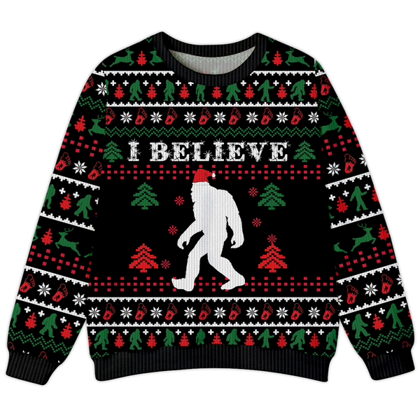 Bigfoot I Believe Christmas Ugly Sweater