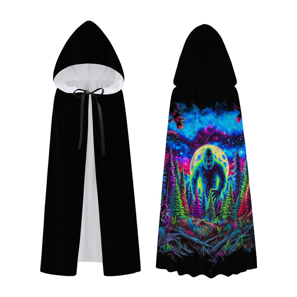 Bigfoot Hiding Among Pine Trees Hooded Cloak All Over Print