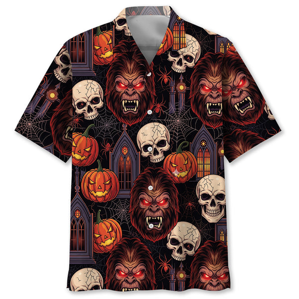 Skull & Sasquatch Horror Mix Hawaiian Shirt