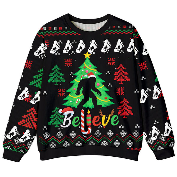 Bigfoot Christmas Tree Ugly Sweater