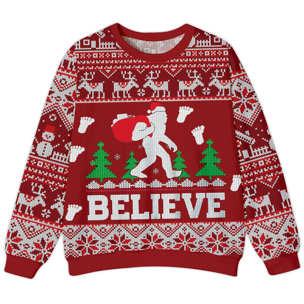 I Believe Bigfoot Christmas Ugly Sweater