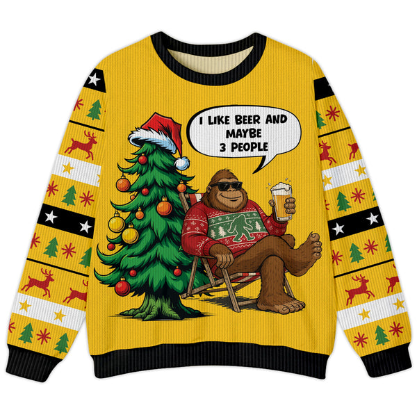 Funny Sasquatch Like Beer Ugly Sweater