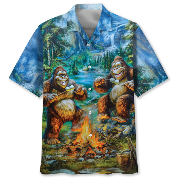 Sasquatch Campfire Marshmallow Hawaiian Shirt
