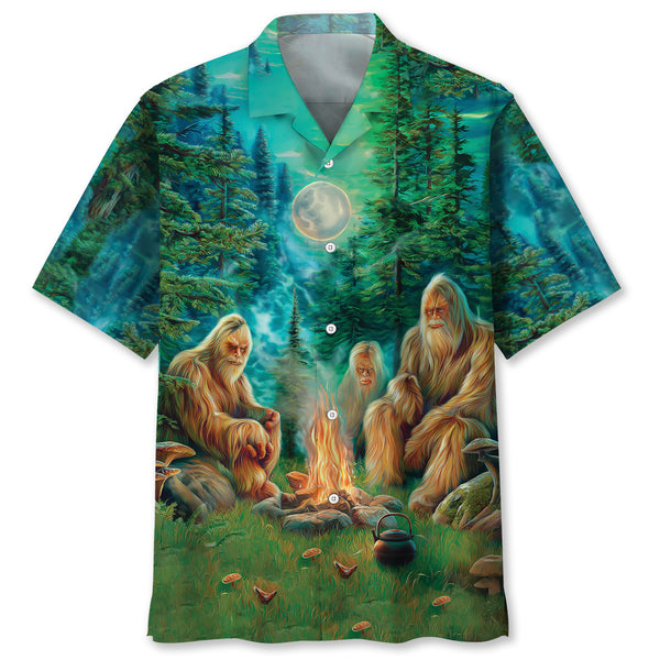 Sasquatch Camping Crew Vintage Art Hawaiian Shirt