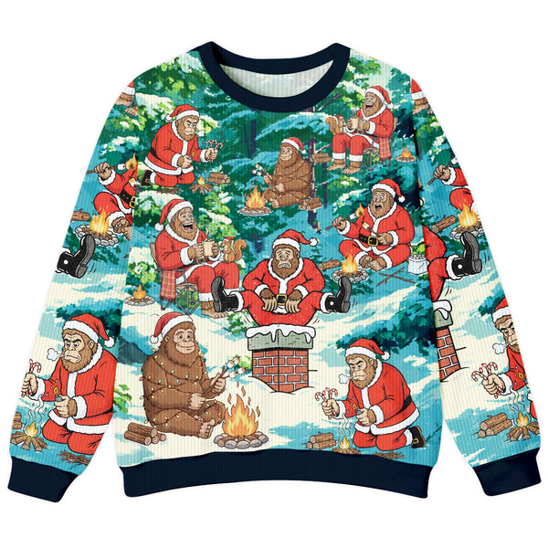 Bigfoot Camping Xmas Ugly Sweater