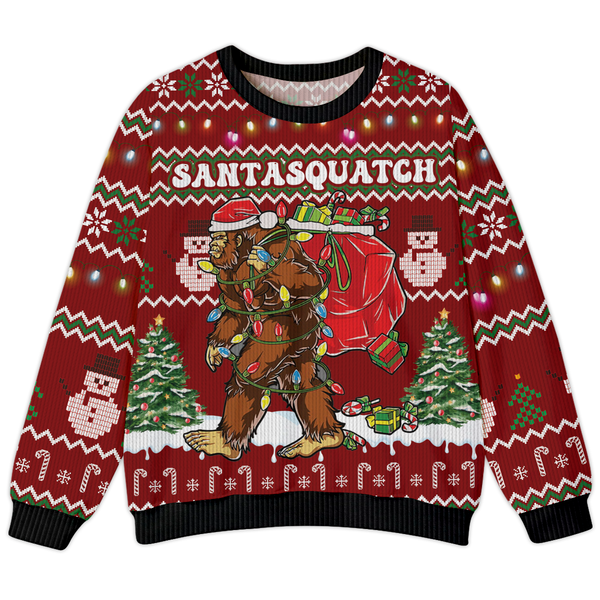 Bigfoot Santasquatch Chrismas Ugly Sweater