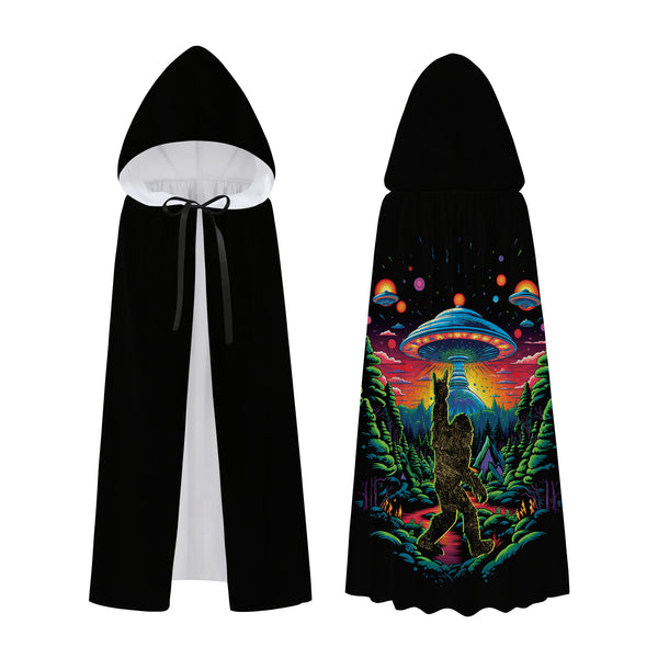 Bigfoot Alien Night Hooded Cloak All Over Print