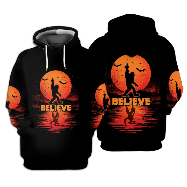 Bigfoot Alien Believe Moonlight All Over Print Shirt