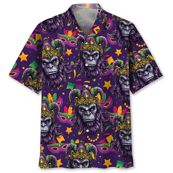 Mardi Gras Bigfoot Hawaiian Shirt