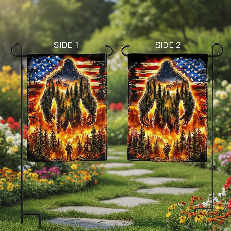 Bigfoot Fiery Flames Garden Flag Decor – Artlohadvl