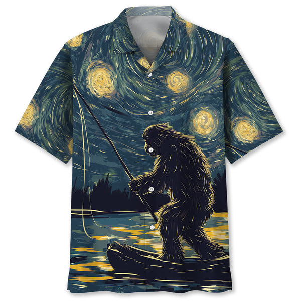 Bigfoot Starry Night Sasquatch Painting Art